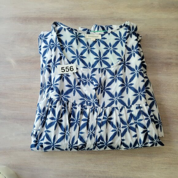 Promogranate Women’s Blue & White Geometric Floral Midi Dress Size Medium - Picture 10 of 10